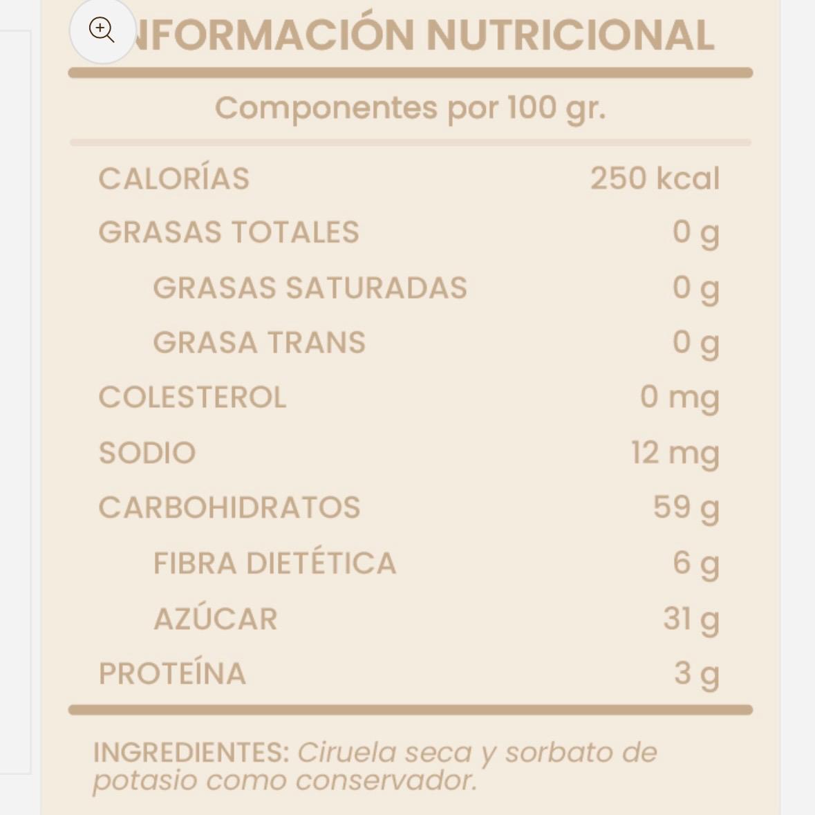 Ciruela pasa sin hueso 160g