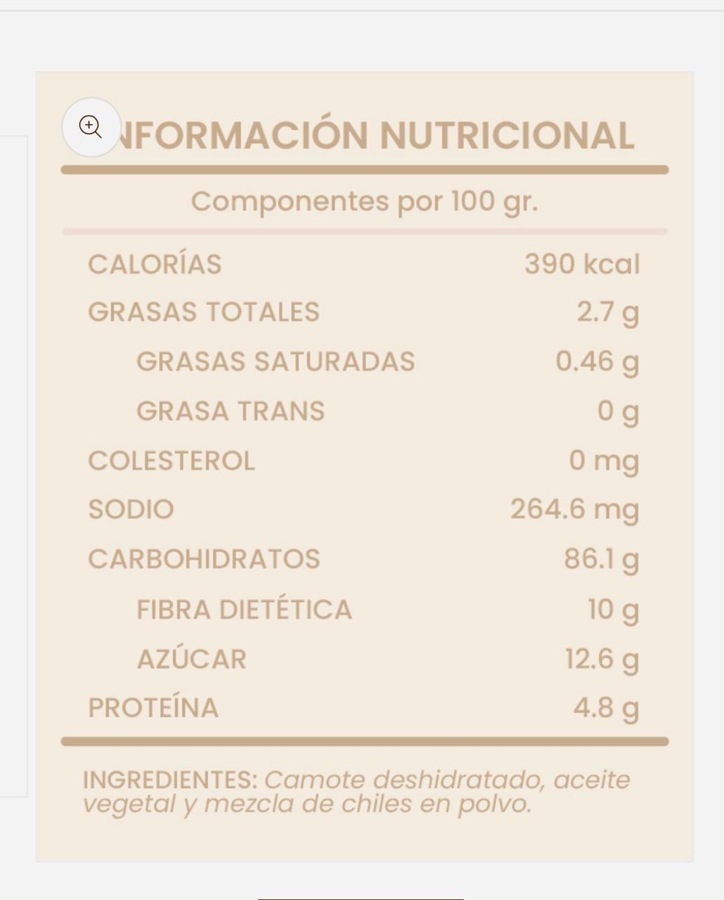 Chips de Camote Adobado deshidratado 50g