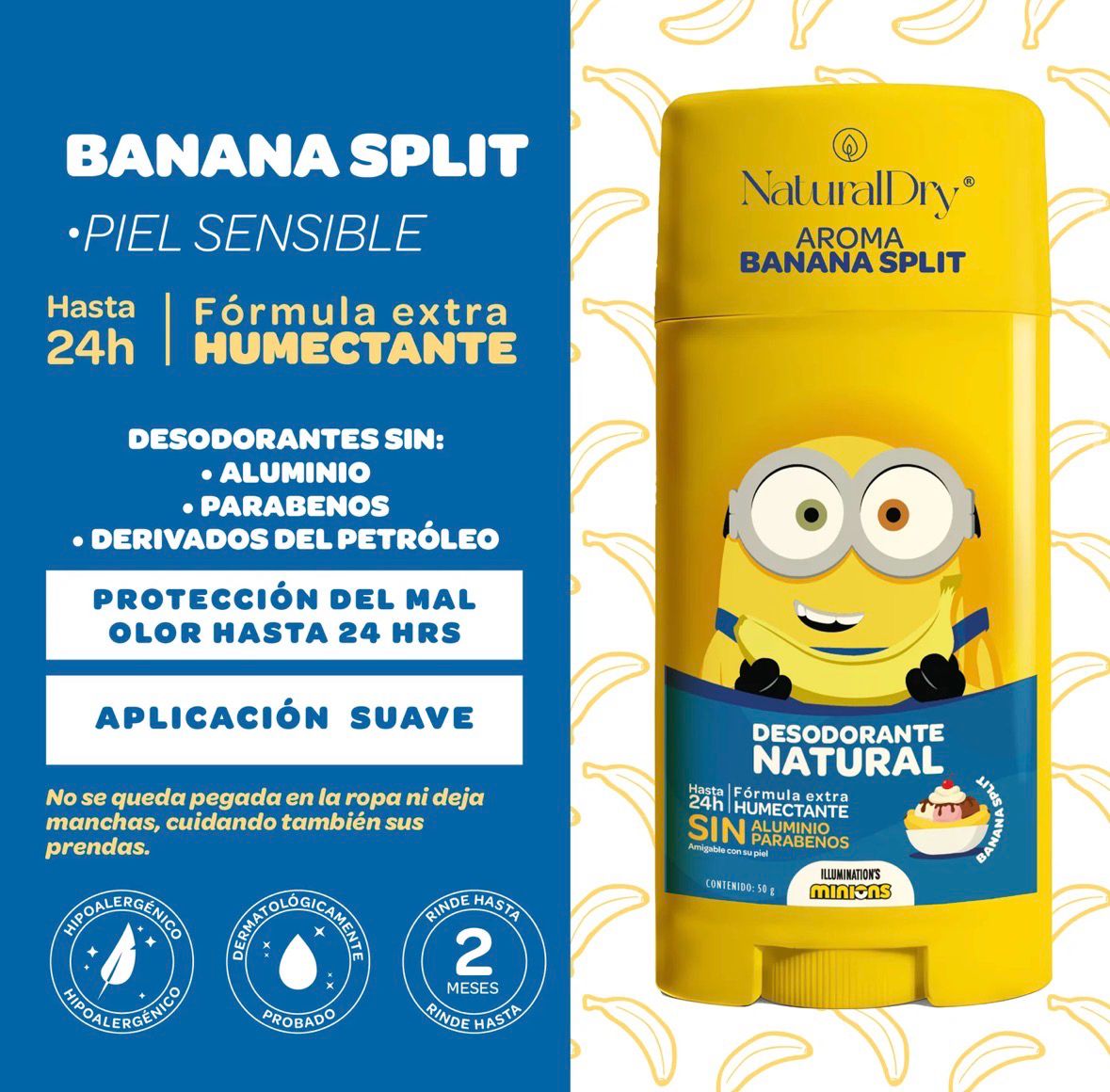 Desodorante Natural Minions - Banana Split - Piel Sensible