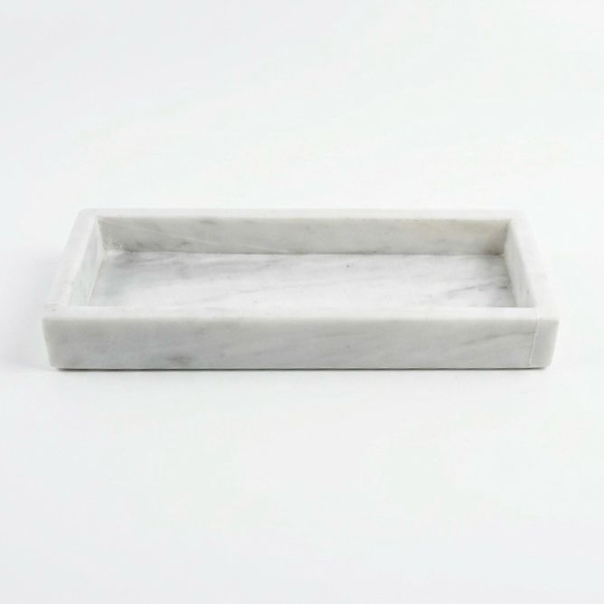 Bandeja Organizadora de Mármol Blanco Natural - Elegancia Minimalista para Joyas y Accesorios