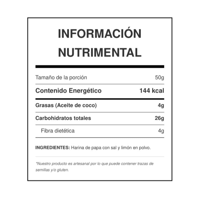 Papas Horneadas Sal y Limón 50g - Snack Saludable y Artesanal