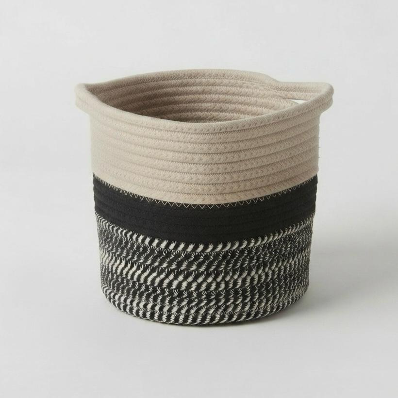 Canasta de Algodón Tejido – Estilo Minimalista y Moderno
