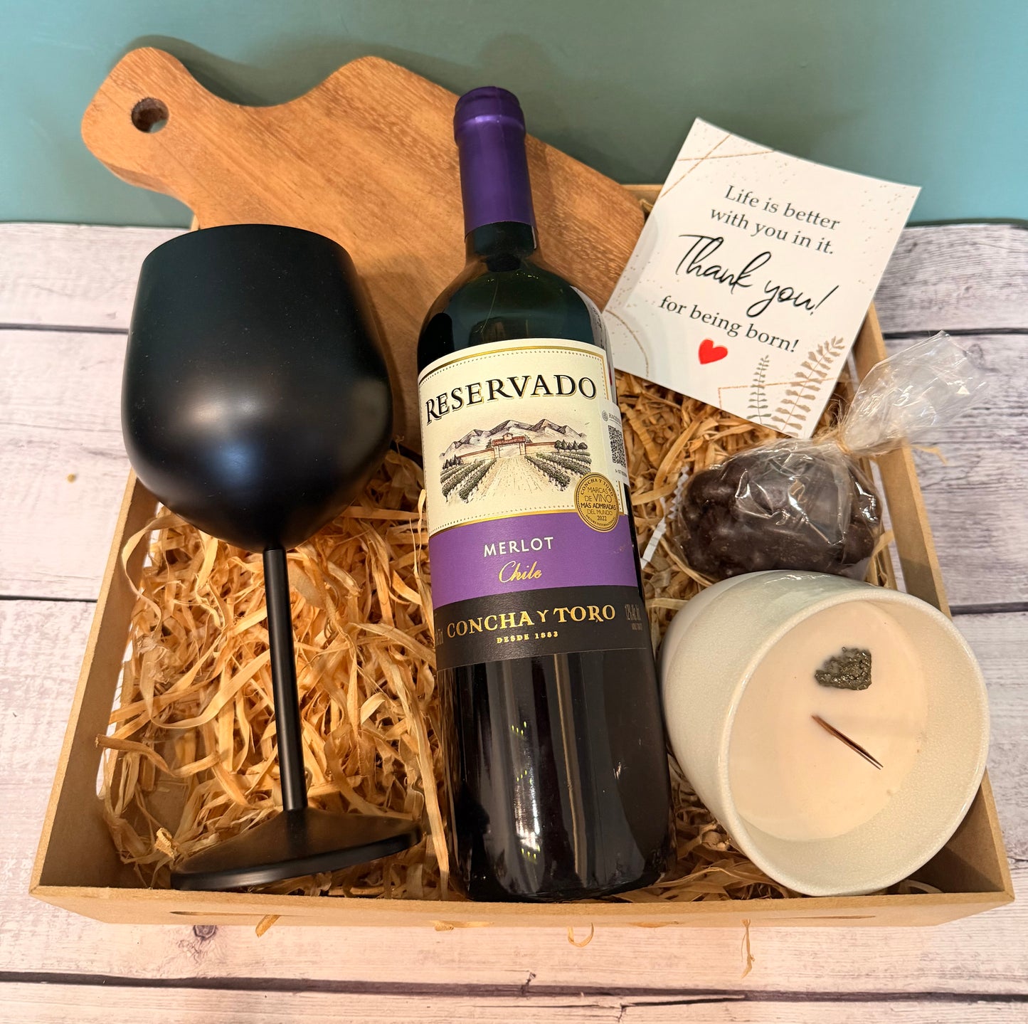 Caja de Regalo con Vino y Copa – Momento Bonito