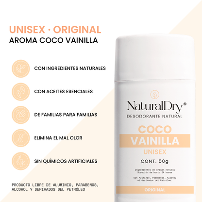 Desodorante Natural coco vainilla Unisex - NaturalDry