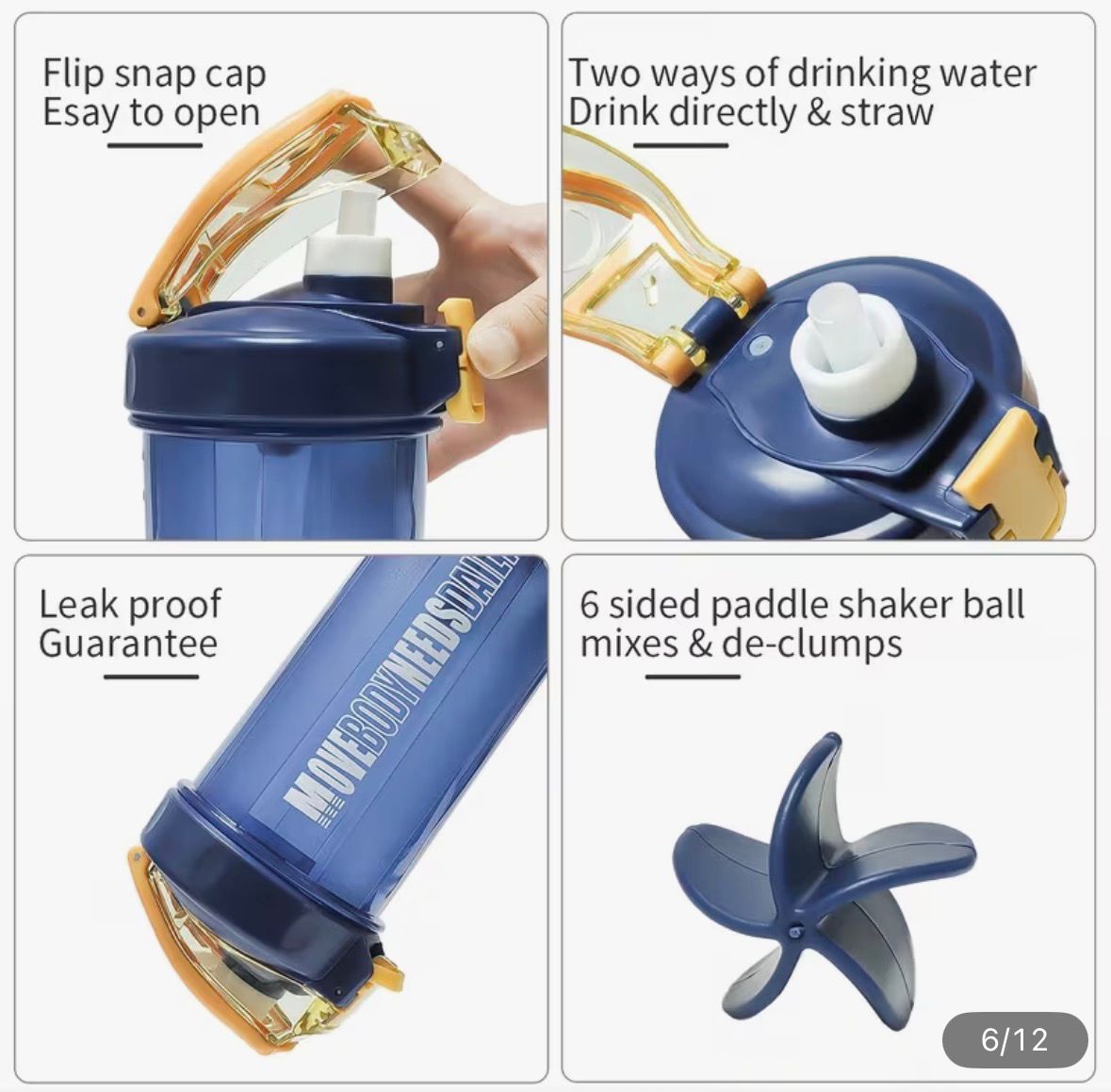 Shaker con popote 550 ml