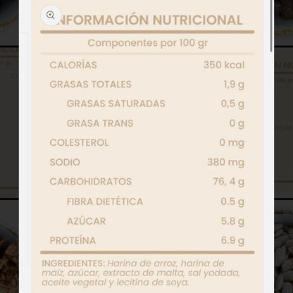 Arroz inflado natural | Snack ligero y crujiente
 250g