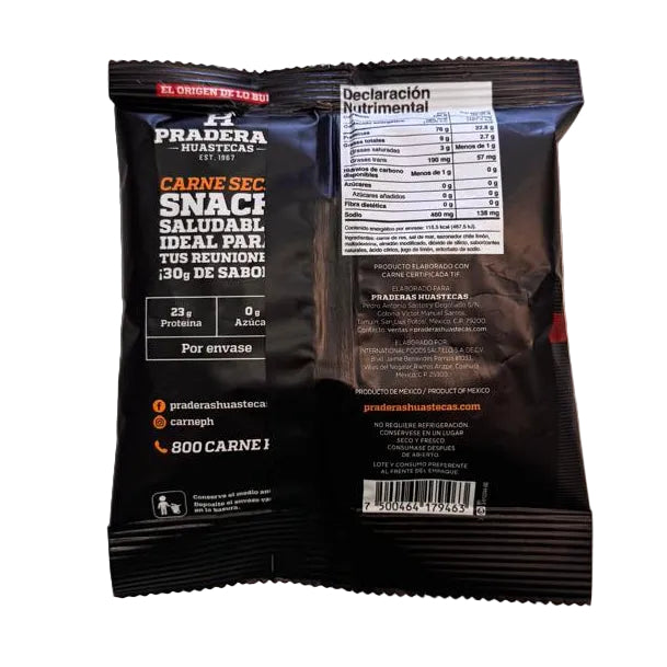 Carne seca snack chile limón | Alta proteína y bajo en carbohidratos
Praderas Huastecas