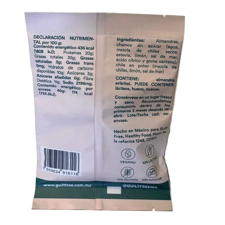 Almendras Enchiladas Sin Azúcar (Keto y Veganas) 40g - Guilt Free