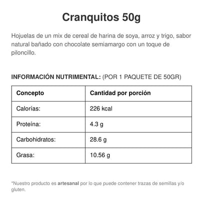 Cranquitos - Cereal de Soya con Chocolate Semiamargo (50g)