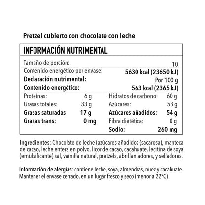 Pretzel cubierto de Chocolate con leche 100g