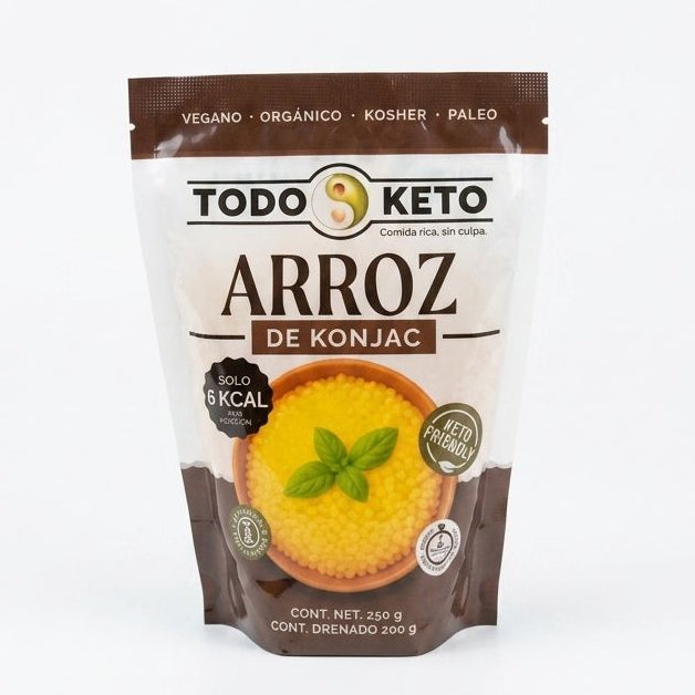 Arroz de Konjac Shirataki con Fibra – Bajo en Calorías y Sin Gluten - Todo Keto (250g)