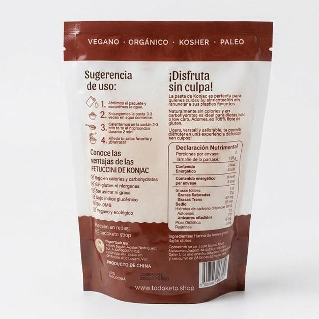 Fetuccini de Konjac Shirataki - Sin Gluten y 0 Kcal - Todo Keto (250g)