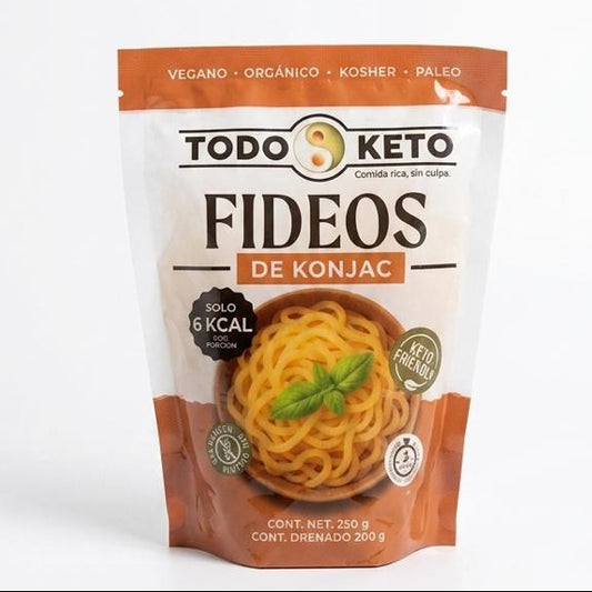 Fideos de Konjac Shirataki con Fibra - Pasta Keto y Sin Gluten  - Todo Keto (250g)