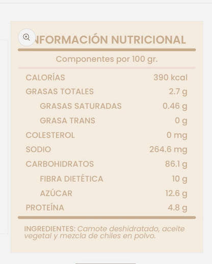 Chips de Camote Adobado deshidratado 50g