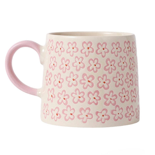 Taza de Cerámica "Morning Bloom" - Diseño de Flores Rosas