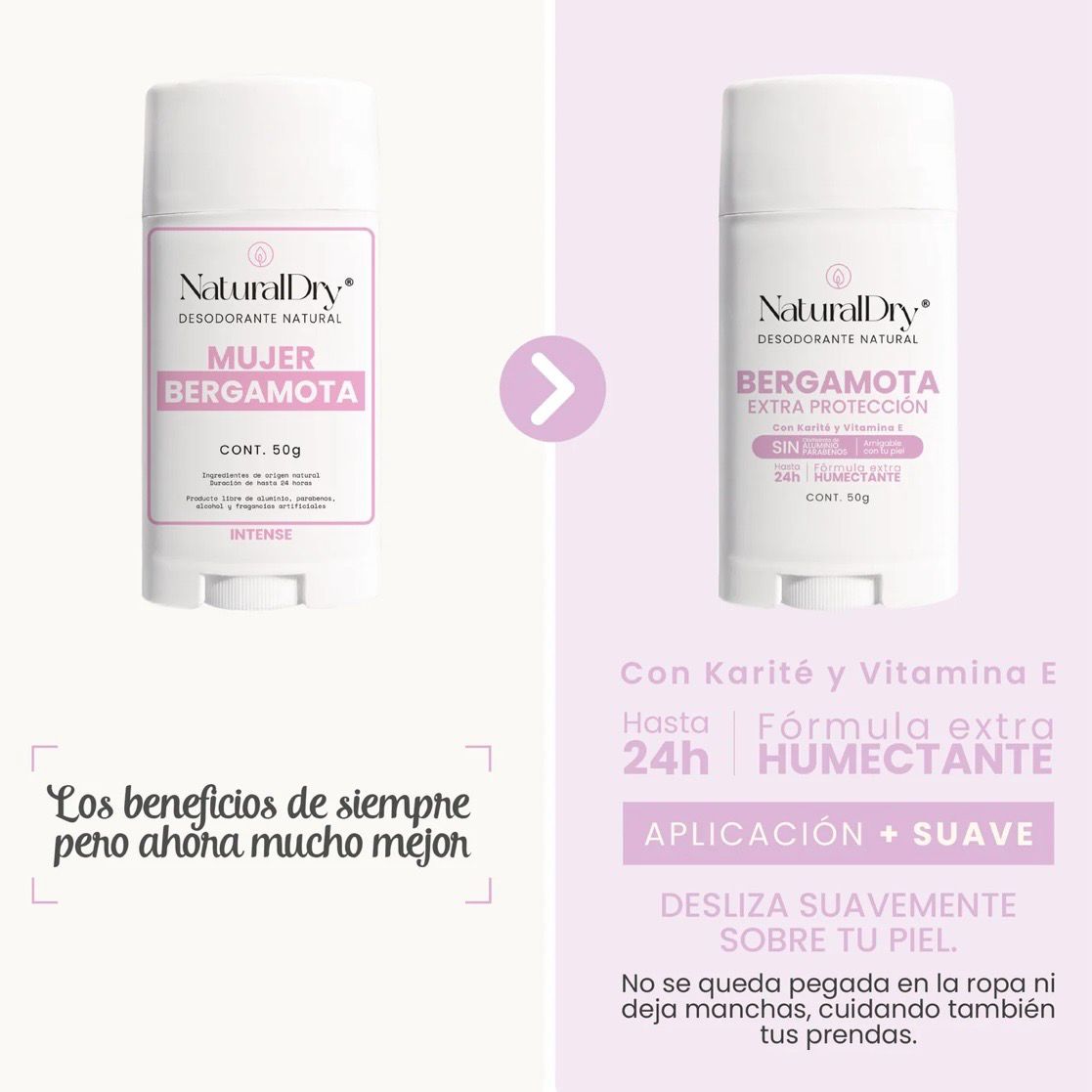 Desodorante Natural - Bergamota - Extra Protección - NaturalDry