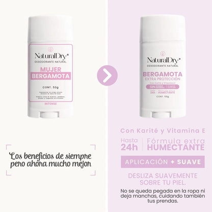 Desodorante Natural - Bergamota - Extra Protección - NaturalDry