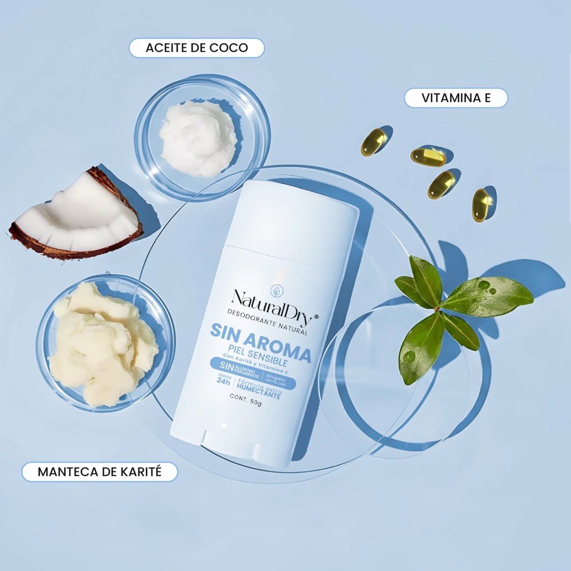 Desodorante Natural - Sin Aroma- Piel Sensible - NaturalDry
