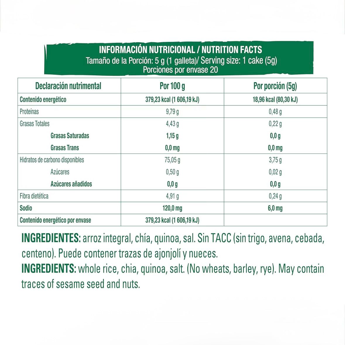 Galletas de Arroz Integral con Chía y Quinoa b·Light – Superfoods & Crunch (100g)