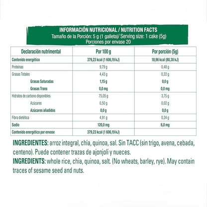Galletas de Arroz Integral con Chía y Quinoa b·Light – Superfoods & Crunch (100g)