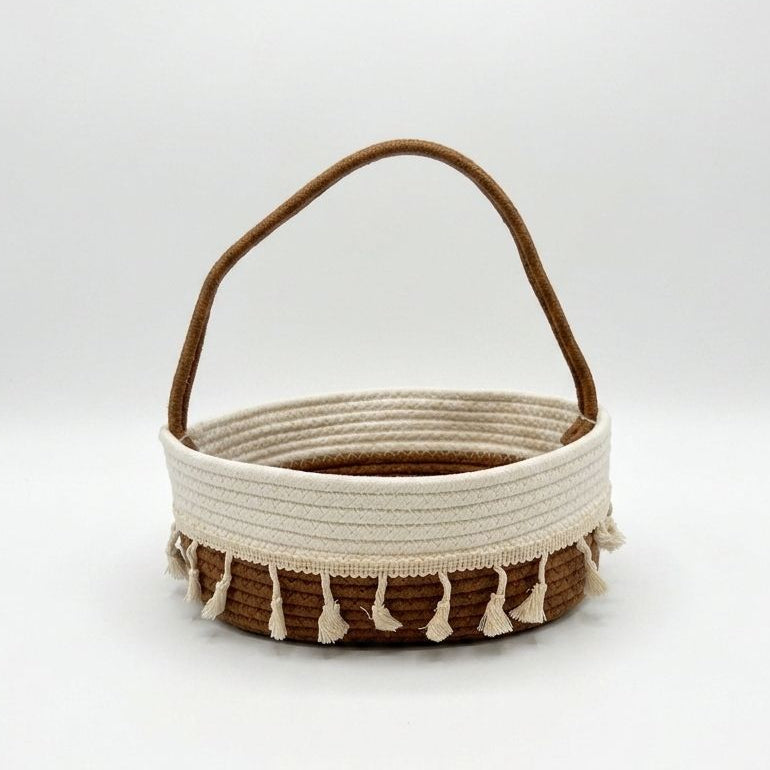 Canasta de almacenamiento con Borlas y Asa - Estilo Minimalista