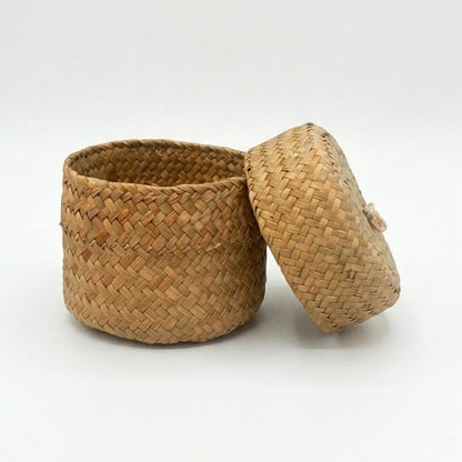 Canasta de Mimbre Artesanal con Tapa – Organizador Natural y Elegante