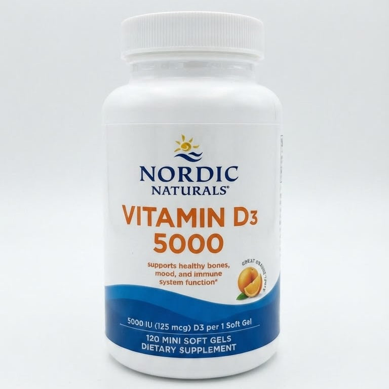 Vitamin D3 5000 IU - Capsulas Soft Gels - Salud Ósea e Inmunológica - Nordic Naturals