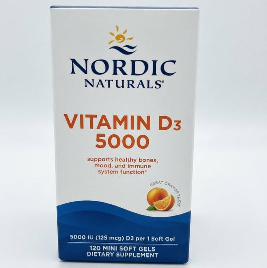 Vitamin D3 5000 IU - Capsulas Soft Gels - Salud Ósea e Inmunológica - Nordic Naturals