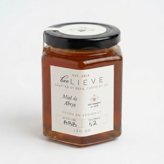 Miel de Abeja Artesanal - beeLIEVE - Frasco de Vidrio 250g