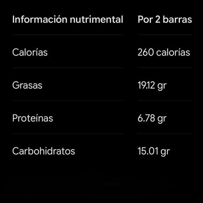Barras de chocolate semiamargo con cacahuate y hojuelas de soya - Endulzado con piloncillo - Paquete con 2 piezas