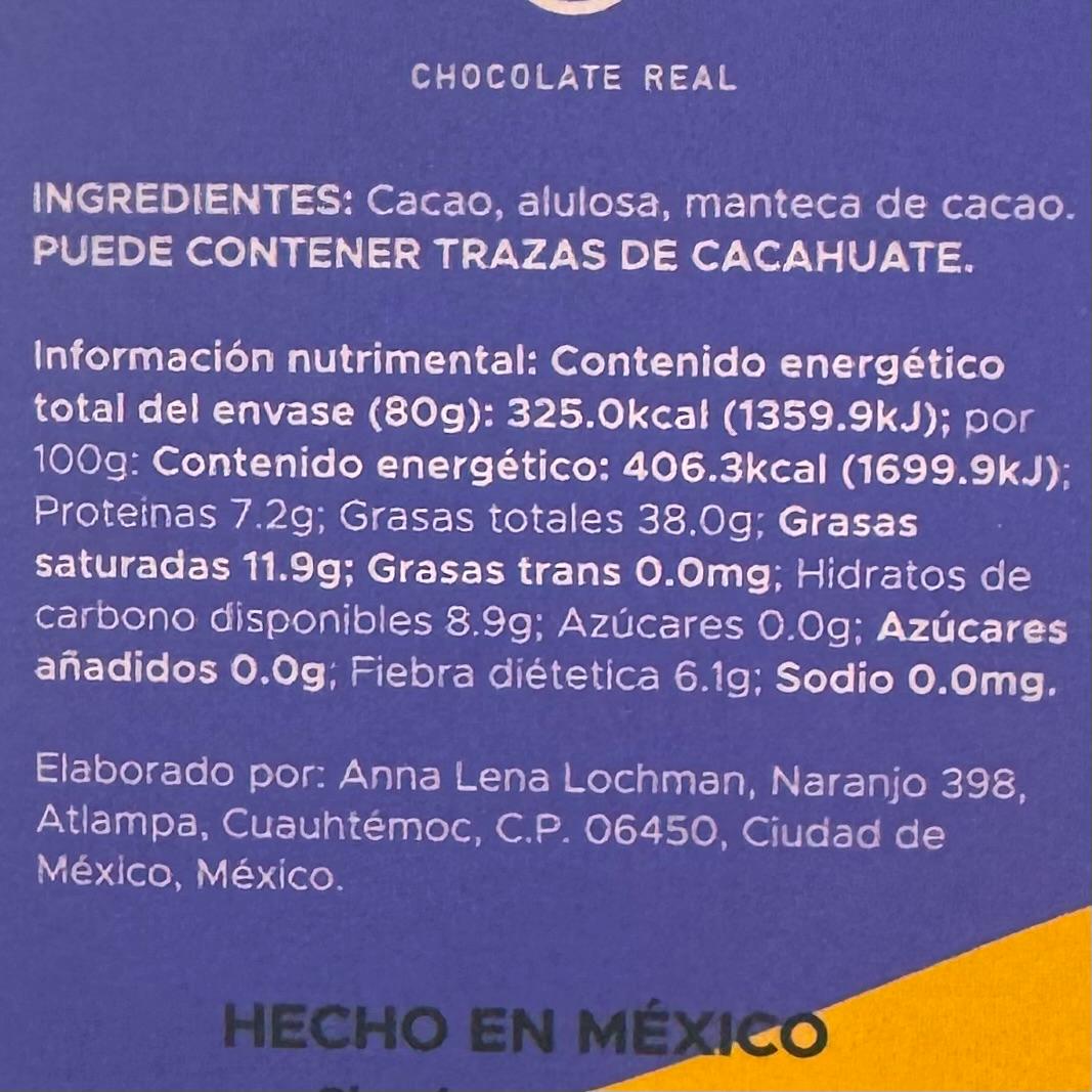 Chocolate Oscuro 63% Cacao Sin Azúcar con Alulosa - Kokolat (Bean to Bar)