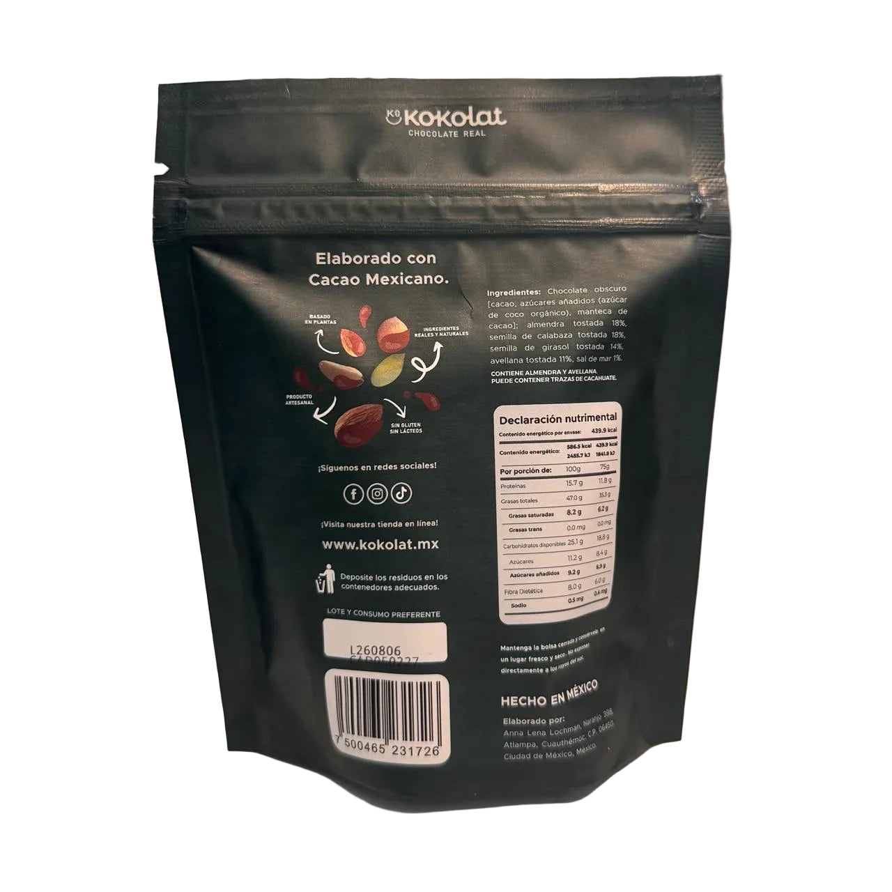 Choco Nut Mix - Enjambres de Nueces y Semillas con Chocolate Oscuro 70% Cacao - Kokolat (Bean to Bar)