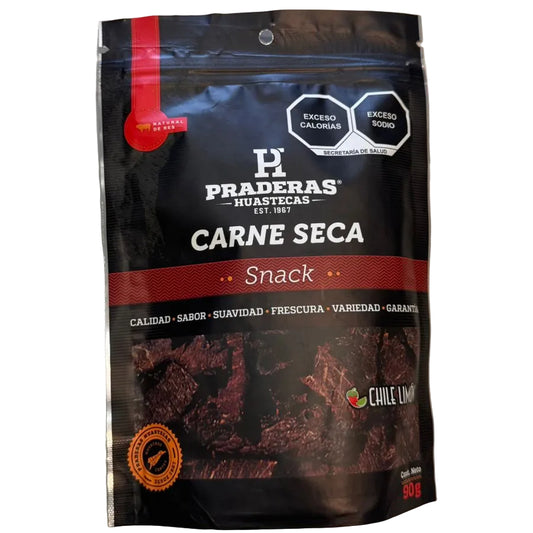 Carne seca snack chile limón | Alta proteína y bajo en carbohidratos
Praderas Huastecas