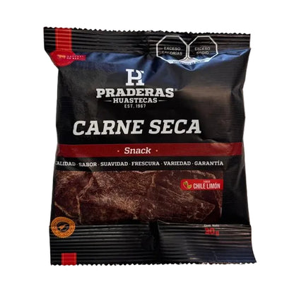 Carne seca snack chile limón | Alta proteína y bajo en carbohidratos
Praderas Huastecas