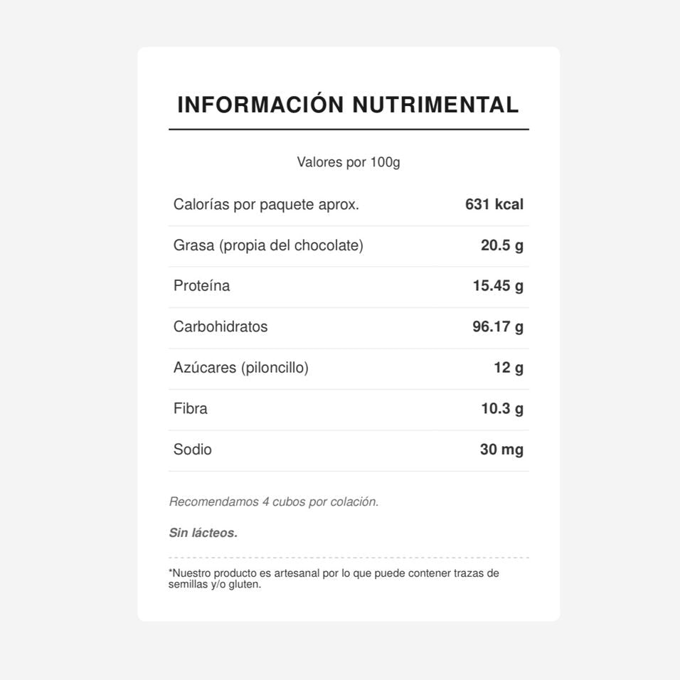 Cuadritos de Amaranto con Chocolate Semiamargo y Menta (Sin Lácteos) - 12 pzas