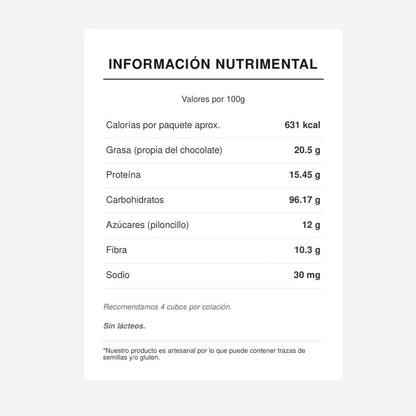 Cuadritos de Amaranto con Chocolate Semiamargo y Menta (Sin Lácteos) - 12 pzas