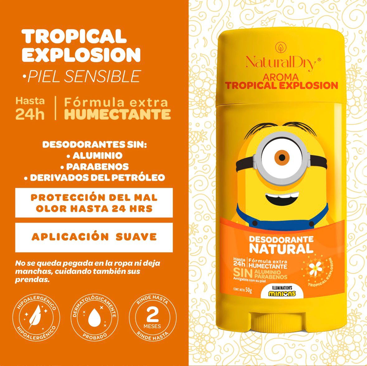 Desodorante Natural Minions - Tropical Explosión - Piel Sensible