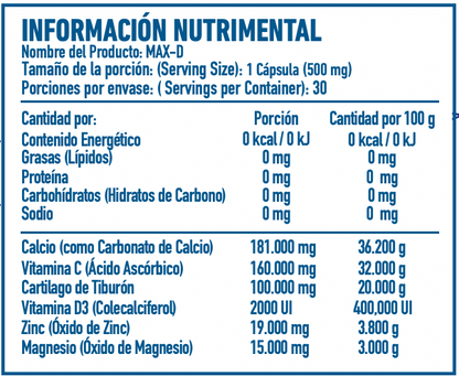 MAX-D (Vitamina C, Vitamina D y Calcio)